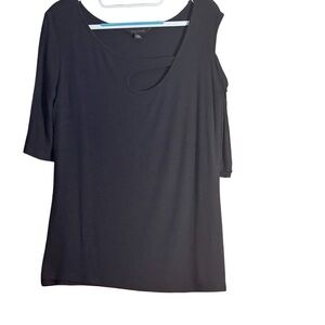 Chic Black Asymmetrical 3/4 Sleeve Blouse
